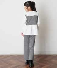 KJLJM26029 a.v.v KIDS(アー・ヴェ・ヴェ) [100-130]チェックガラカットソーパンツ ブラック