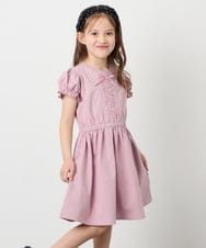 KJPGD01034 a.v.v KIDS(アー・ヴェ・ヴェ) [120-160]【接触冷感/毛玉になりにくい】レースアップフレアワンピース ピンク