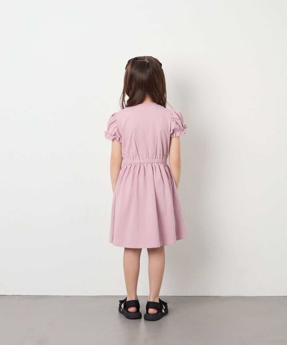 KJPGD01034 a.v.v KIDS(アー・ヴェ・ヴェ) [120-160]【接触冷感/毛玉になりにくい】レースアップフレアワンピース ピンク