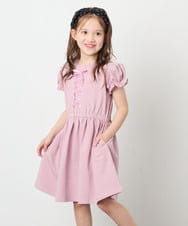 KJPGD01034 a.v.v KIDS(アー・ヴェ・ヴェ) [120-160]【接触冷感/毛玉になりにくい】レースアップフレアワンピース ピンク