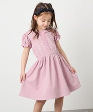 KJPGD01034 a.v.v KIDS(アー・ヴェ・ヴェ) [120-160]【接触冷感/毛玉になりにくい】レースアップフレアワンピース ピンク