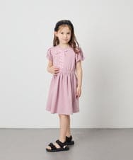 KJPGD01034 a.v.v KIDS(アー・ヴェ・ヴェ) [120-160]【接触冷感/毛玉になりにくい】レースアップフレアワンピース ピンク