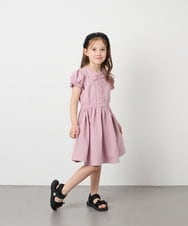 KJPGD01034 a.v.v KIDS(アー・ヴェ・ヴェ) [120-160]【接触冷感/毛玉になりにくい】レースアップフレアワンピース ピンク