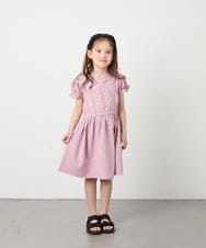 KJPGD01034 a.v.v KIDS(アー・ヴェ・ヴェ) [120-160]【接触冷感/毛玉になりにくい】レースアップフレアワンピース ピンク