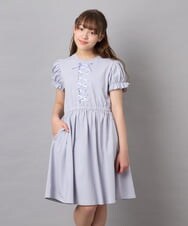 KJPGD01034 a.v.v KIDS(アー・ヴェ・ヴェ) [120-160]【接触冷感/毛玉になりにくい】レースアップフレアワンピース ライトブルー