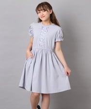 KJPGD01034 a.v.v KIDS(アー・ヴェ・ヴェ) [120-160]【接触冷感/毛玉になりにくい】レースアップフレアワンピース ライトブルー