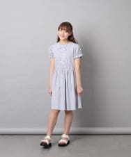 KJPGD01034 a.v.v KIDS(アー・ヴェ・ヴェ) [120-160]【接触冷感/毛玉になりにくい】レースアップフレアワンピース ライトブルー