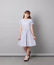 KJPGD01034 a.v.v KIDS(アー・ヴェ・ヴェ) [120-160]【接触冷感/毛玉になりにくい】レースアップフレアワンピース ライトブルー