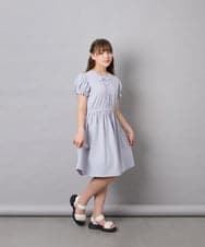 KJPGD01034 a.v.v KIDS(アー・ヴェ・ヴェ) [120-160]【接触冷感/毛玉になりにくい】レースアップフレアワンピース ライトブルー