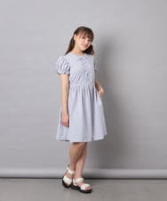 KJPGD01034 a.v.v KIDS(アー・ヴェ・ヴェ) [120-160]【接触冷感/毛玉になりにくい】レースアップフレアワンピース ライトブルー