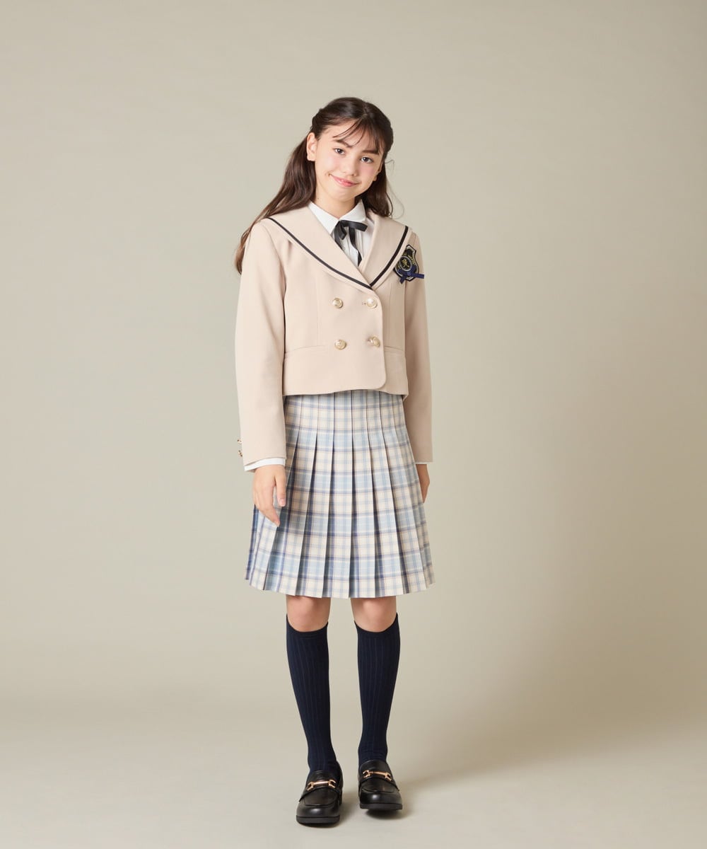 KQBBD01044 a.v.v KIDS(アー・ヴェ・ヴェ) [150-160]【2026 卒服/シワになりにくい】リボンタイ付きピンタックブラウス ホワイト