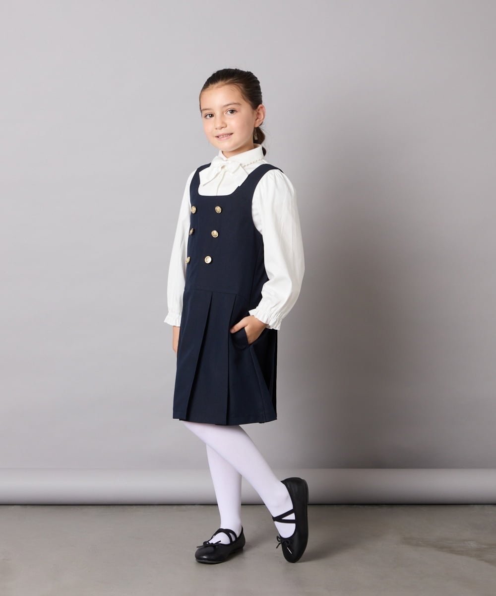 KQBCD01034 a.v.v KIDS(アー・ヴェ・ヴェ) [110-130]【取り外し可能リボンタイ】リボン付きカットソーブラウス ホワイト