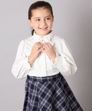 KQBCD01034 a.v.v KIDS(アー・ヴェ・ヴェ) [110-130]【取り外し可能リボンタイ】リボン付きカットソーブラウス ホワイト