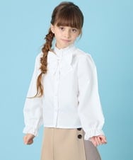 KQBCG01034 a.v.v KIDS(アー・ヴェ・ヴェ) [120-130]【リボン取り外し可能】セレモニーリボン付きブラウス ホワイト