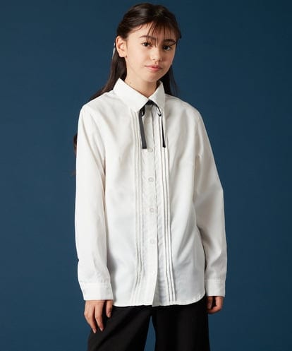 KQBTA01039 a.v.v KIDS [140-160]【卒服】リボンタイ付きピンタックブラウス