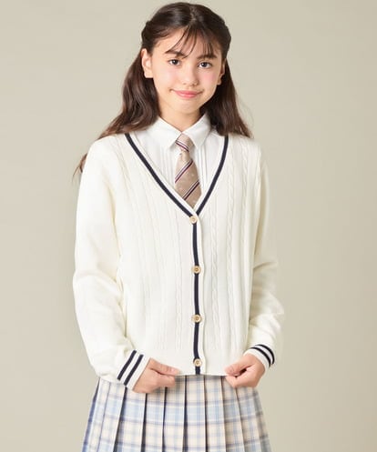 KQCBD01044 a.v.v KIDS [150-160]【2026 卒服】配色ケーブルカーディガン