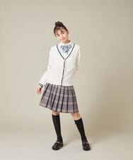 KQCBD01044 a.v.v KIDS(アー・ヴェ・ヴェ) [150-160]【2026 卒服】配色ケーブルカーディガン ホワイト