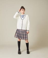 KQCBD01044 a.v.v KIDS(アー・ヴェ・ヴェ) [150-160]【2026 卒服】配色ケーブルカーディガン ホワイト