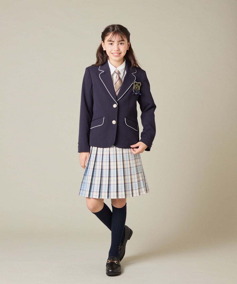 KQCBD01044 a.v.v KIDS(アー・ヴェ・ヴェ) [150-160]【2026 卒服】配色ケーブルカーディガン ホワイト