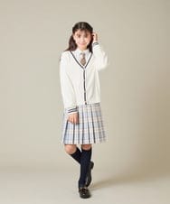 KQCBD01044 a.v.v KIDS(アー・ヴェ・ヴェ) [150-160]【2026 卒服】配色ケーブルカーディガン ホワイト