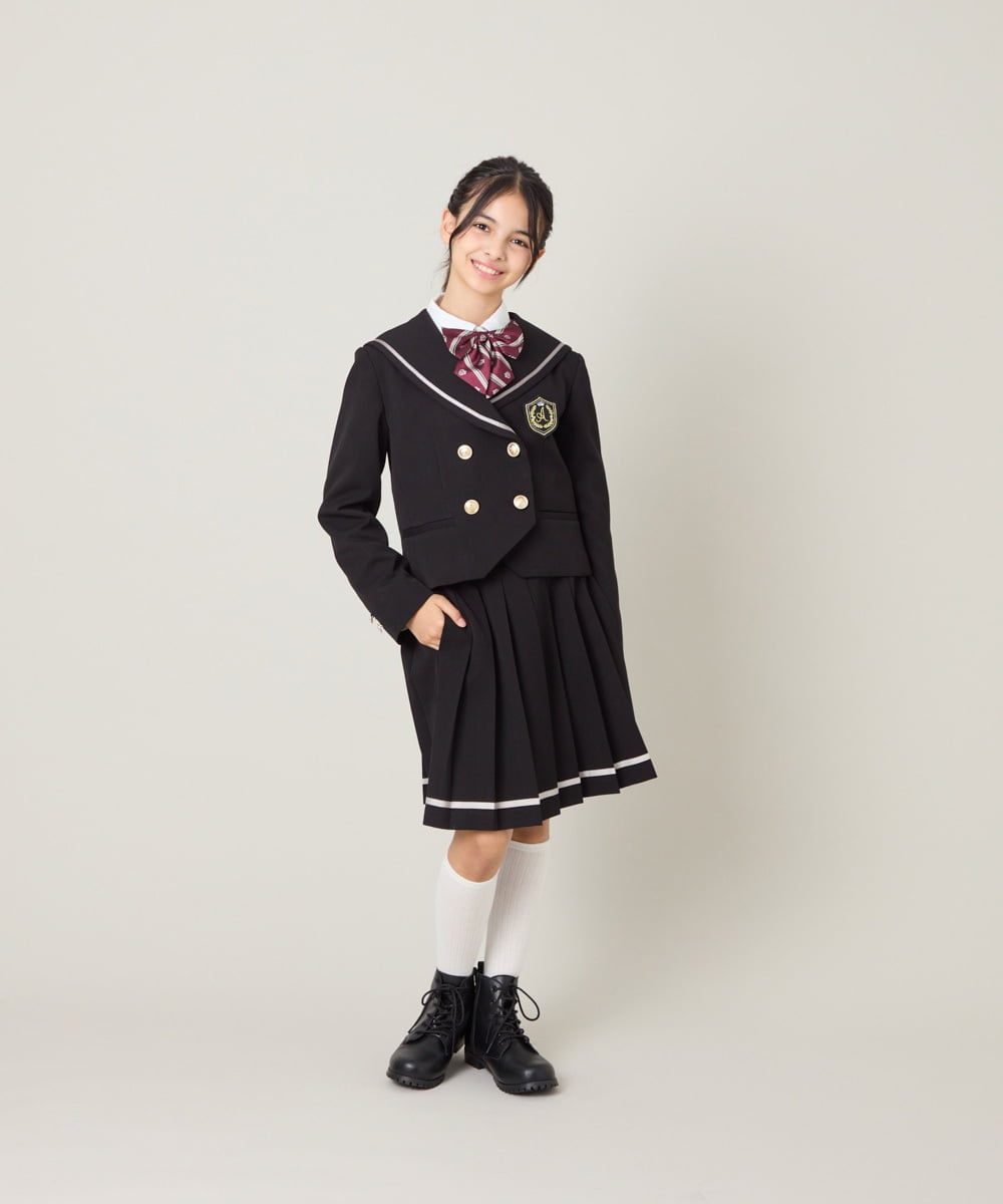 KQHBG02059 a.v.v KIDS(アー・ヴェ・ヴェ) [150-160]卒服裾ラインプリーツスカート ブラック