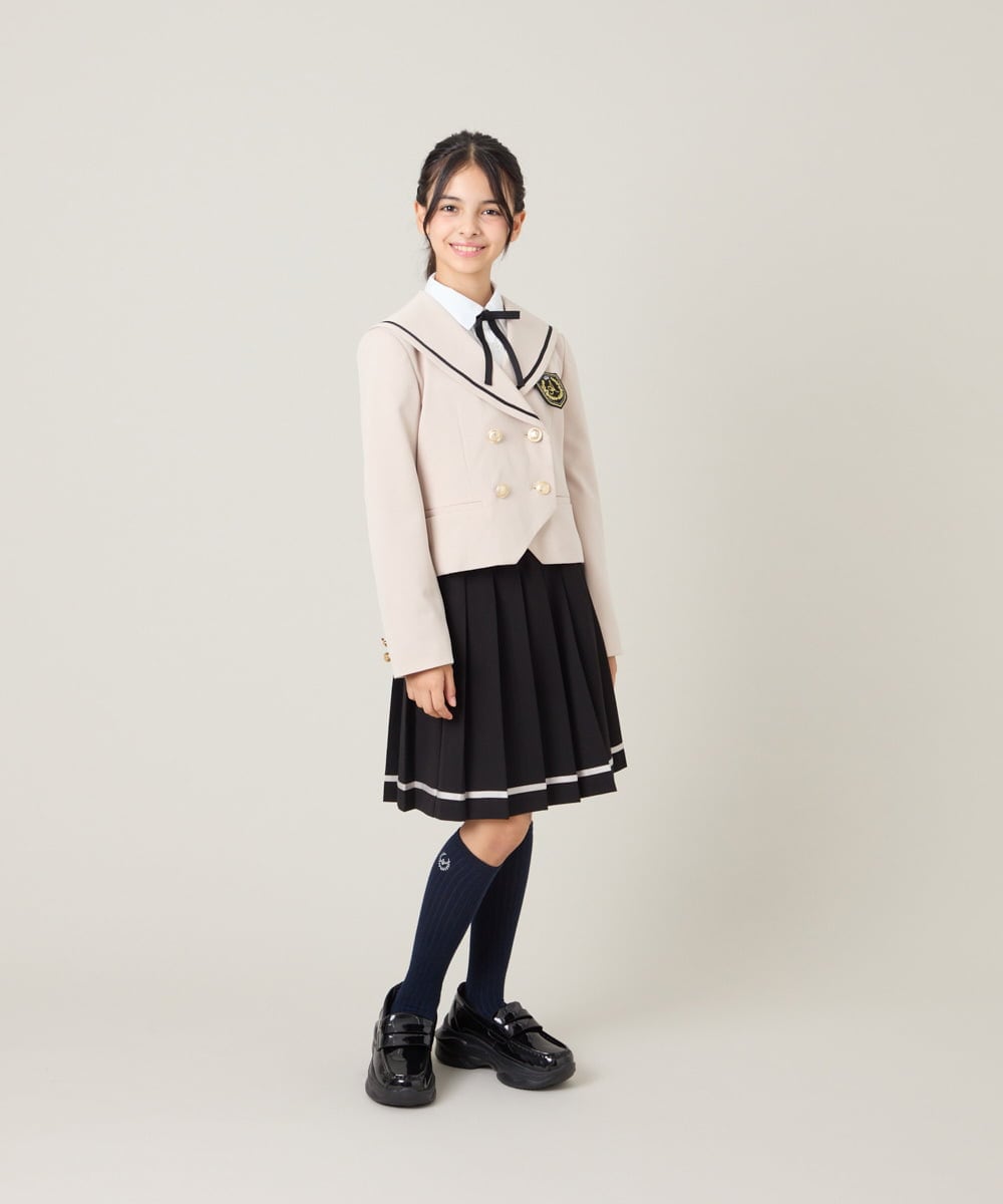 KQHBG02059 a.v.v KIDS(アー・ヴェ・ヴェ) [150-160]卒服裾ラインプリーツスカート ブラック