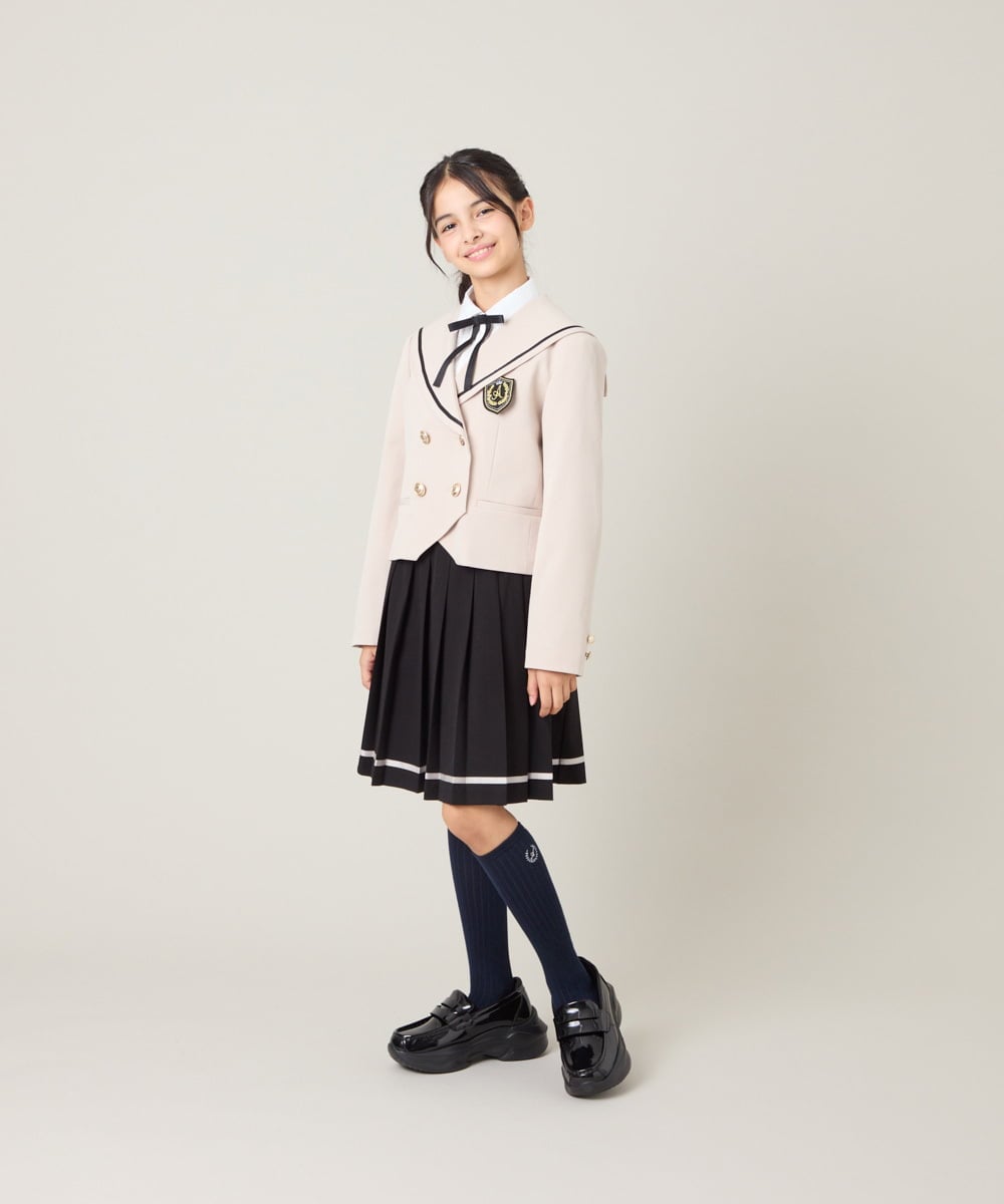 KQHBG02059 a.v.v KIDS(アー・ヴェ・ヴェ) [150-160]卒服裾ラインプリーツスカート ブラック