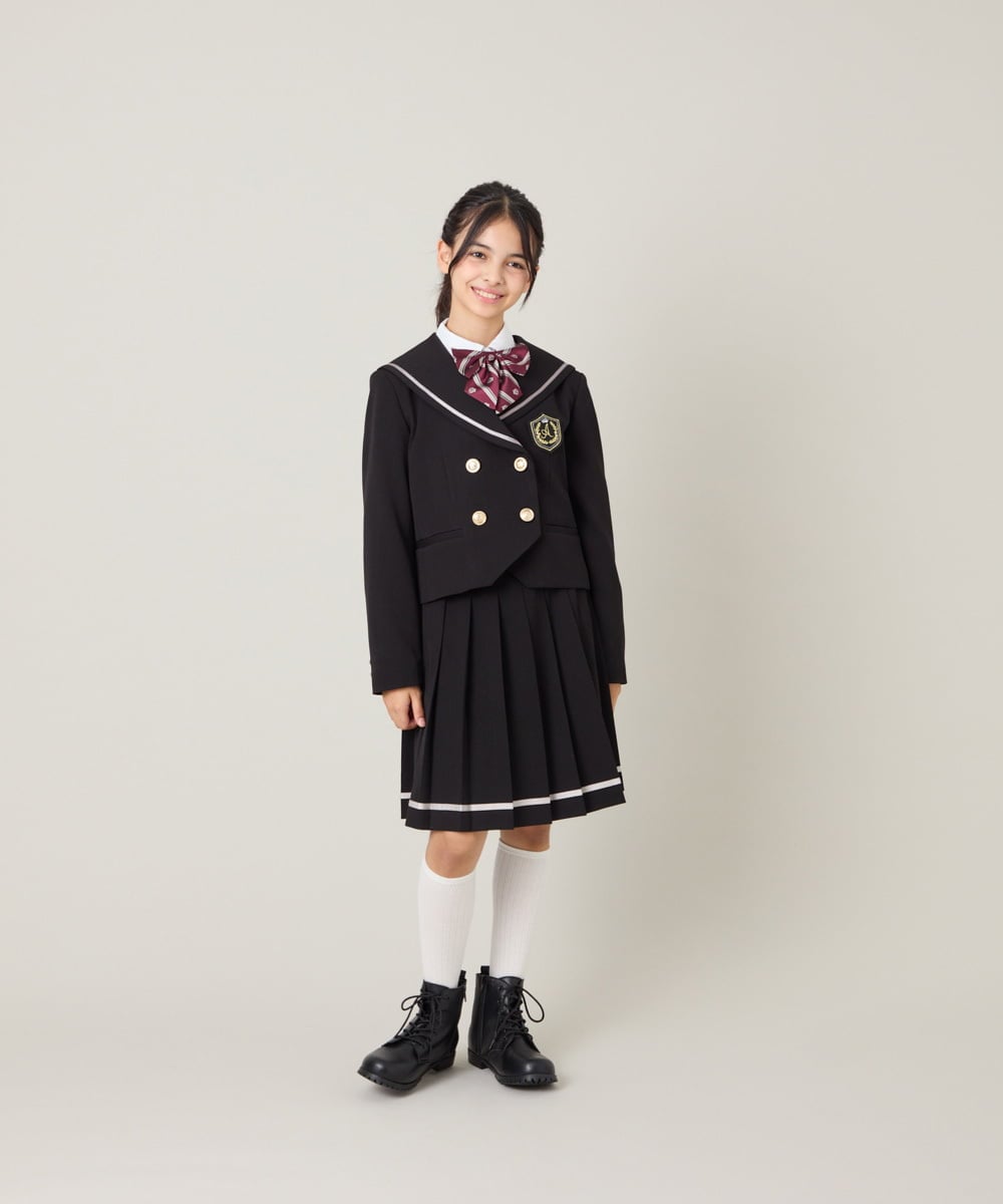 KQHBG02059 a.v.v KIDS(アー・ヴェ・ヴェ) [150-160]卒服裾ラインプリーツスカート ブラック