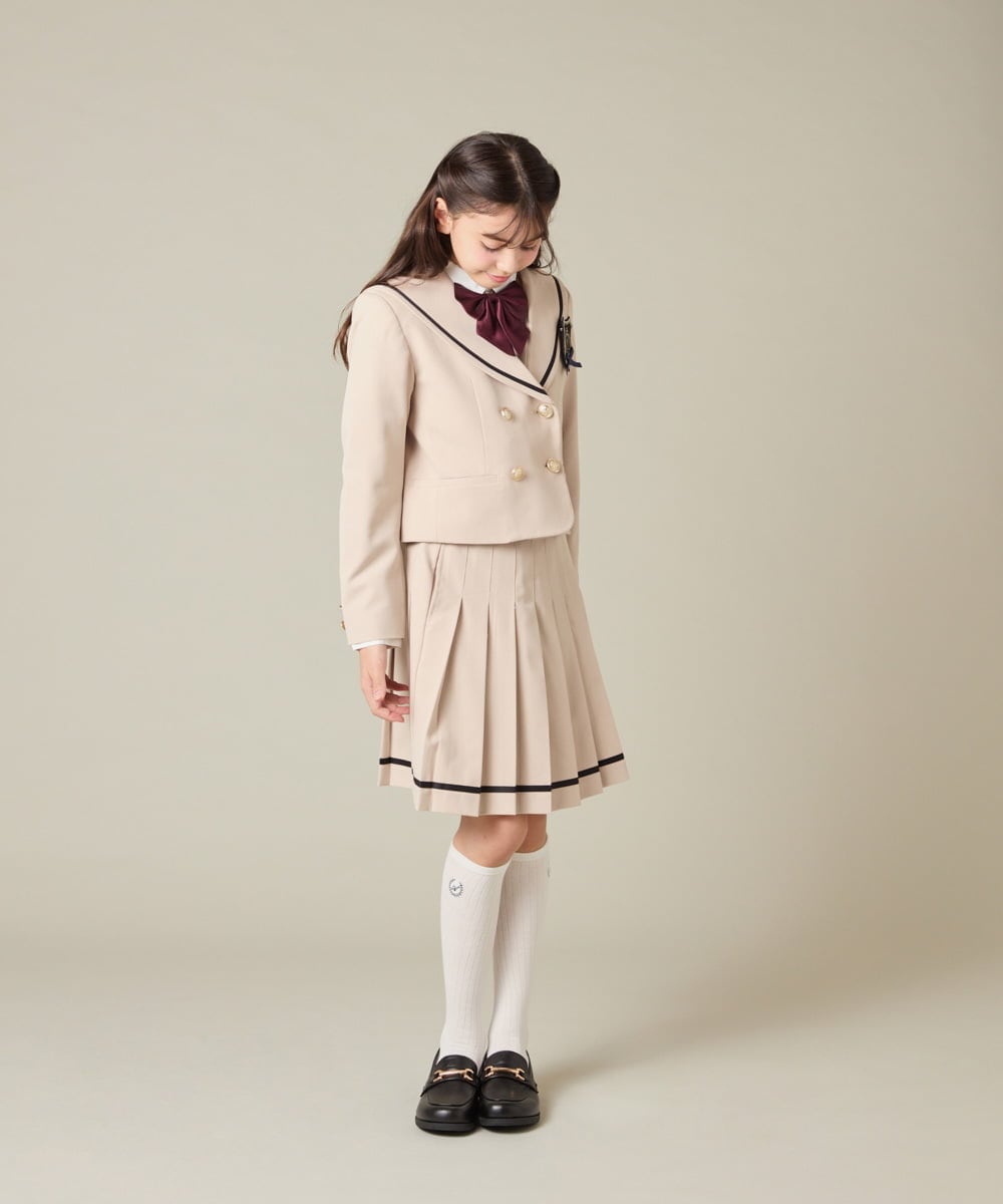 KQJBD04099 a.v.v KIDS(アー・ヴェ・ヴェ) [150-160]【2026 卒服】【エンブレム付き】配色セーラーカラージャケット ベージュ