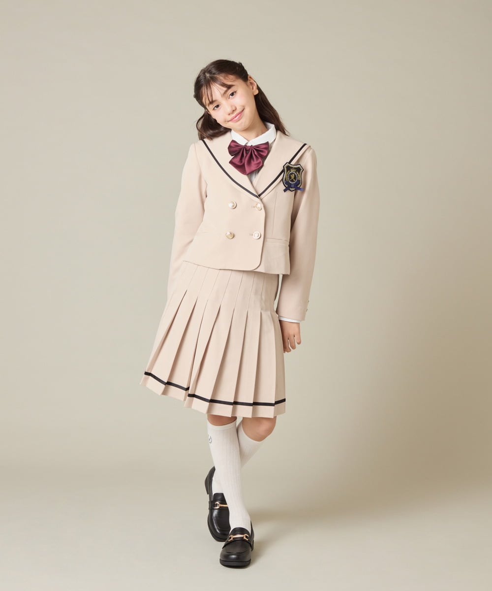 KQJBD04099 a.v.v KIDS(アー・ヴェ・ヴェ) [150-160]【2026 卒服】【エンブレム付き】配色セーラーカラージャケット ベージュ