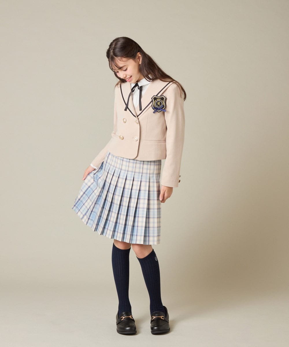 KQJBD04099 a.v.v KIDS(アー・ヴェ・ヴェ) [150-160]【2026 卒服】【エンブレム付き】配色セーラーカラージャケット ベージュ