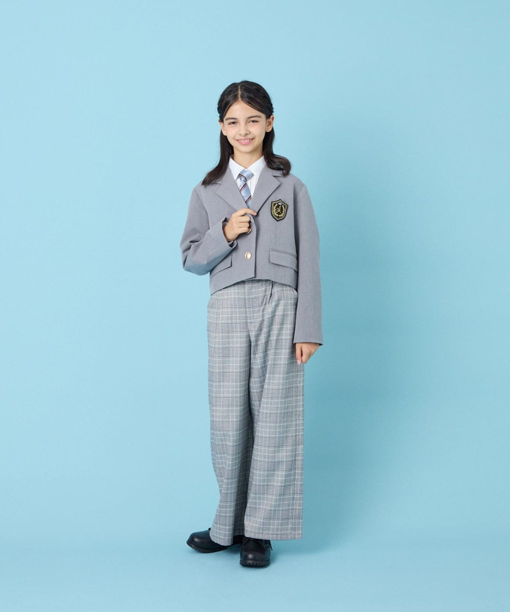 KQJBG03099 a.v.v KIDS(アー・ヴェ・ヴェ) [150-160]卒服ショートテーラードジャケット ライトグレー