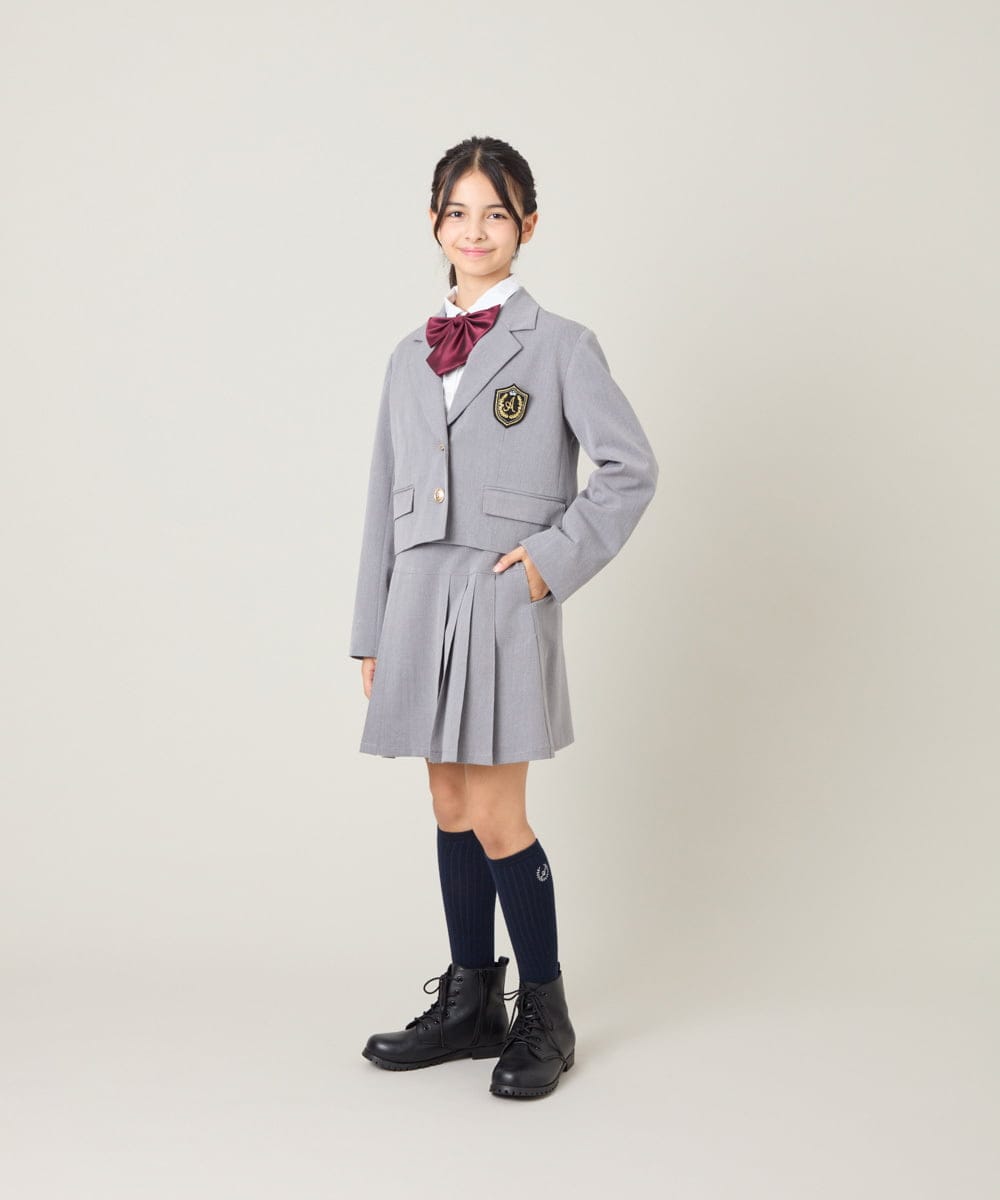 KQJBG03099 a.v.v KIDS(アー・ヴェ・ヴェ) [150-160]卒服ショートテーラードジャケット ライトグレー