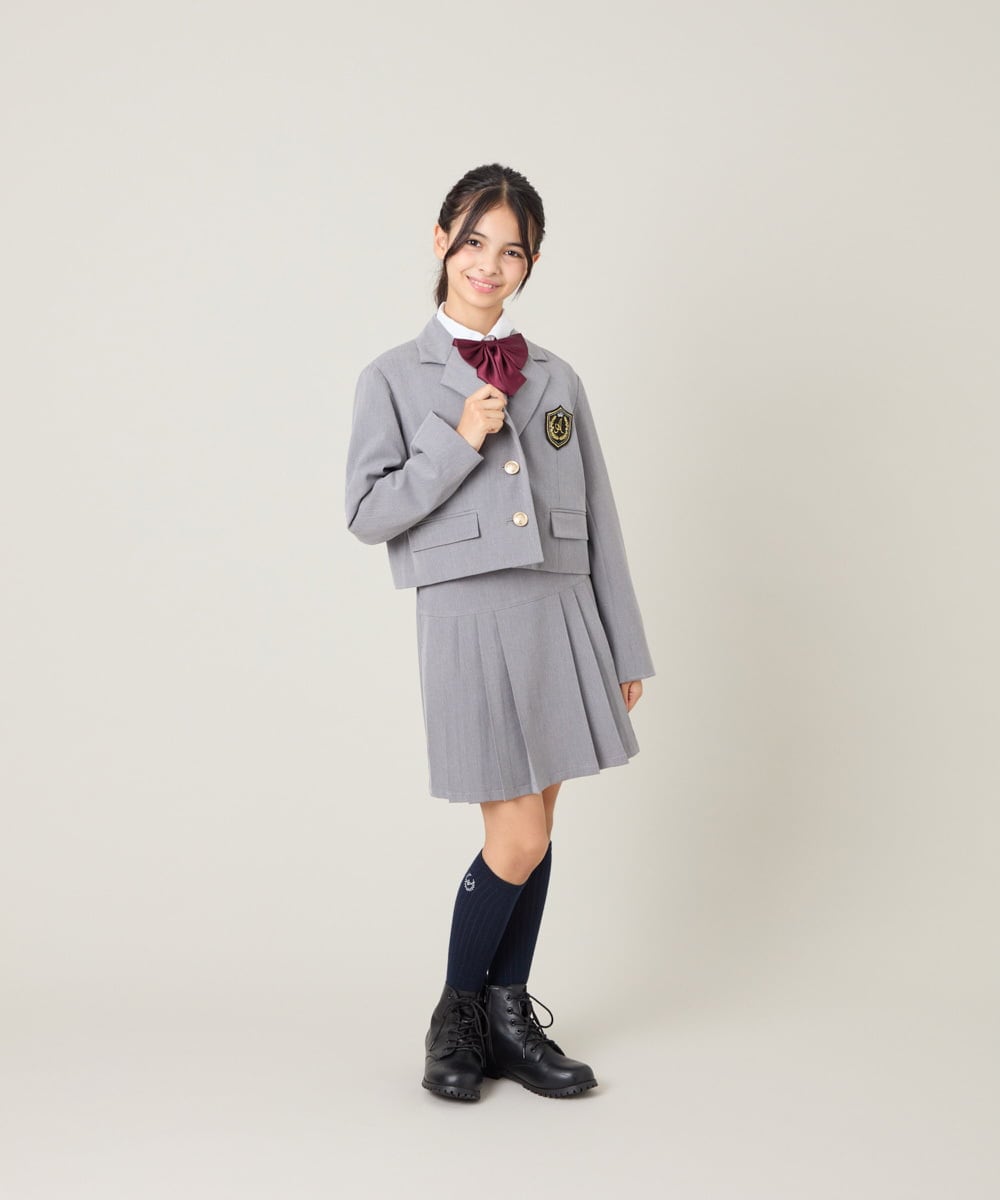 KQJBG03099 a.v.v KIDS(アー・ヴェ・ヴェ) [150-160]卒服ショートテーラードジャケット ライトグレー
