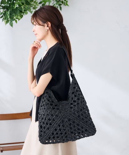 KS5GD10059 a.v.v ラメフィルム透かし編みショルダーバッグ
