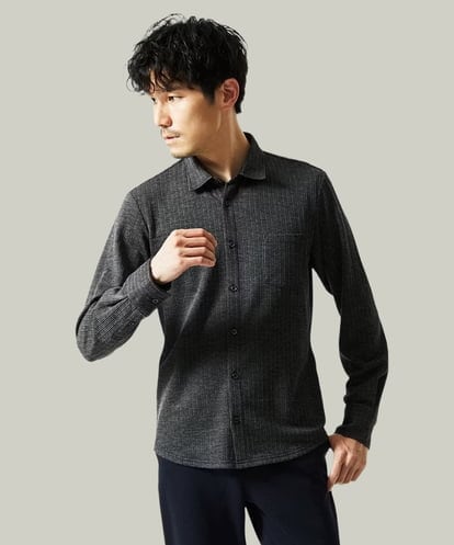 MKBAF19090 MK MICHEL KLEIN HOMME 【洗える／ストレッチ】オニキスストライプ長袖シャツ