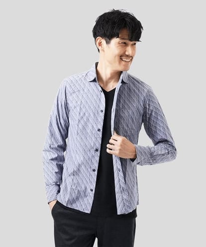 MKBDA56130 MK MICHEL KLEIN HOMME 【残りわずか/洗える/日本製生地使用】シャドーバイヤスストライプシャツ