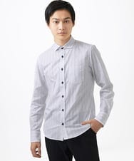 MKBDA56130 MK MICHEL KLEIN HOMME(MKミッシェルクランオム) 【残りわずか/洗える/日本製生地使用】シャドーバイヤスストライプシャツ ネイビー