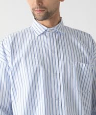 MKBGC83090 MK MICHEL KLEIN HOMME(MKミッシェルクランオム) 【リラックスシルエット/フリーサイズ】ストライプ長袖 ライトブルー