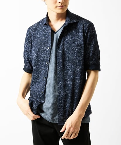 MKBHA58130 MK MICHEL KLEIN HOMME 【色・サイズ残りわずか】カノコプリント七分袖シャツ