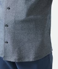 MKBHC32130 MK MICHEL KLEIN HOMME(MKミッシェルクランオム) 【７分袖/洗える】スタンドカラーシャツ / ストライプサッカー　 ブルー