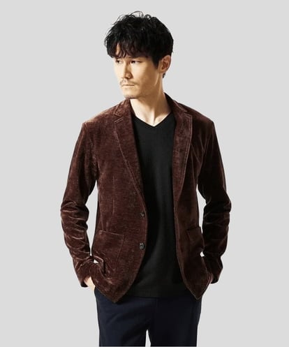 MKDAF58135 MK MICHEL KLEIN HOMME 【ふわふわ質感/ストレッチ／洗える】ベロアタッチ／LUXモールジャケット