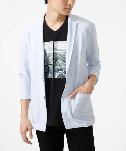 MKDGC32130 MK MICHEL KLEIN HOMME 【洗える・７分袖】サッカージャージ ジャーディガン 