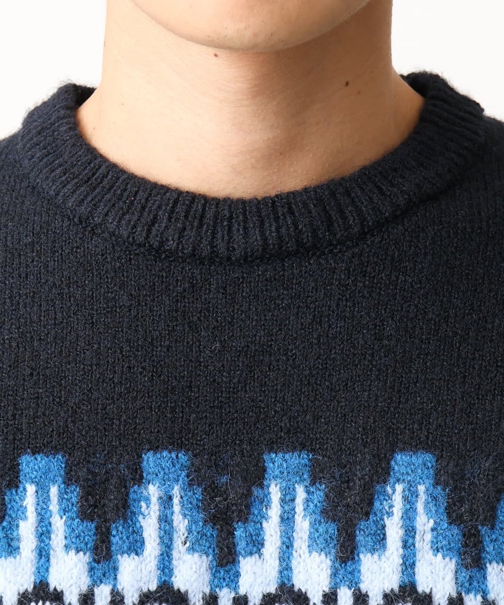 MKFAC37089 MK MICHEL KLEIN HOMME(MKミッシェルクランオム) 【在庫限り！/洗える】MKHフェアアイルジャガードニット ネイビー