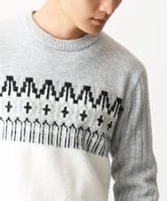 MKFAC37089 MK MICHEL KLEIN HOMME(MKミッシェルクランオム) 【在庫限り！/洗える】MKHフェアアイルジャガードニット グレー