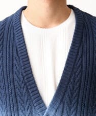 MKFAC41120 MK MICHEL KLEIN HOMME(MKミッシェルクランオム) 【残りわずか/在庫限り/コットン糸】ニットカーディガン/グラデーションケーブル ブルー