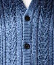 MKFAC41120 MK MICHEL KLEIN HOMME(MKミッシェルクランオム) 【残りわずか/在庫限り/コットン糸】ニットカーディガン/グラデーションケーブル ブルー