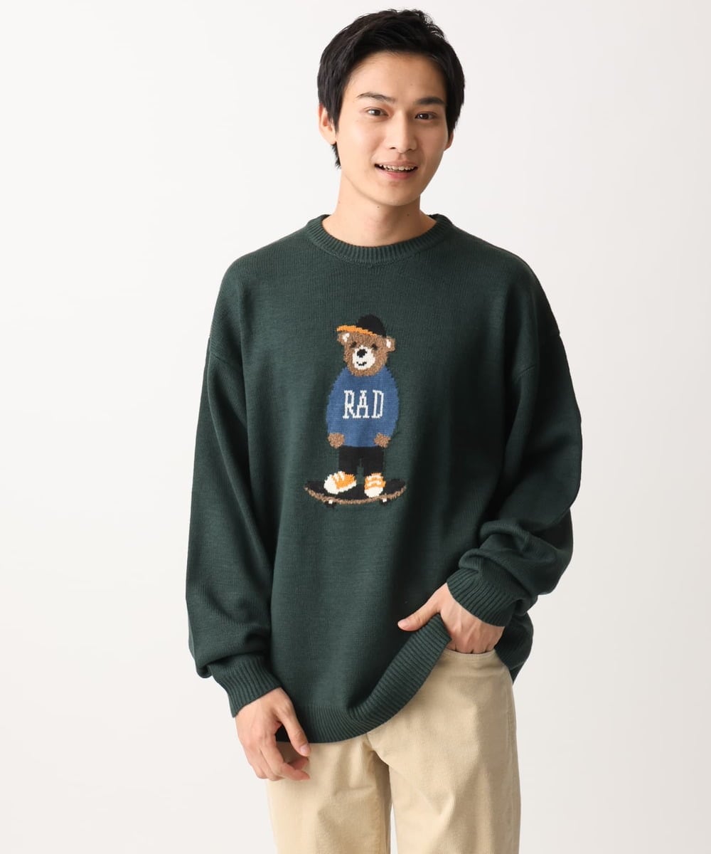 MKFAC86090 MK MICHEL KLEIN HOMME(MKミッシェルクランオム) 【残りわずか/ユニセックスで着られる】ニット/アニマルジャガード グリーン