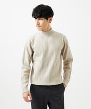MKFAD61099 MK MICHEL KLEIN HOMME(MKミッシェルクランオム) 【洗濯機で洗える】モックネックニット / ランダムタックストライプ アイボリー