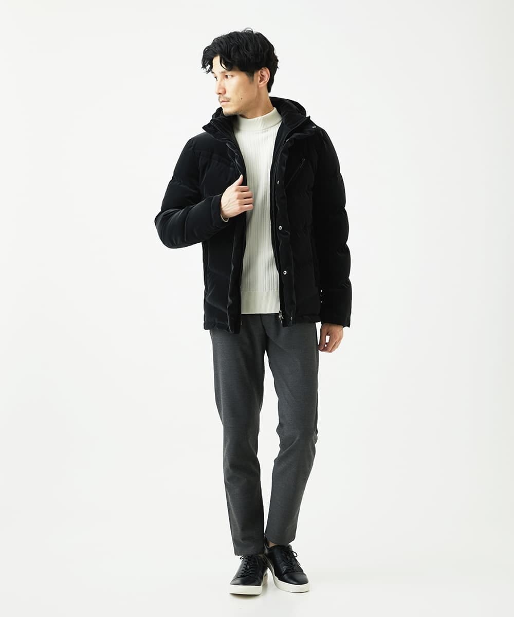 MKFAD61099 MK MICHEL KLEIN HOMME(MKミッシェルクランオム) 【洗濯機で洗える】モックネックニット / ランダムタックストライプ ホワイト